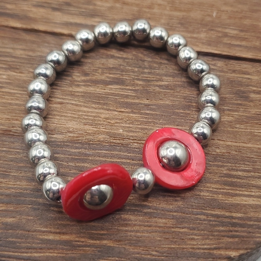 B2413 hippie disc stretch bracelet maximalist
